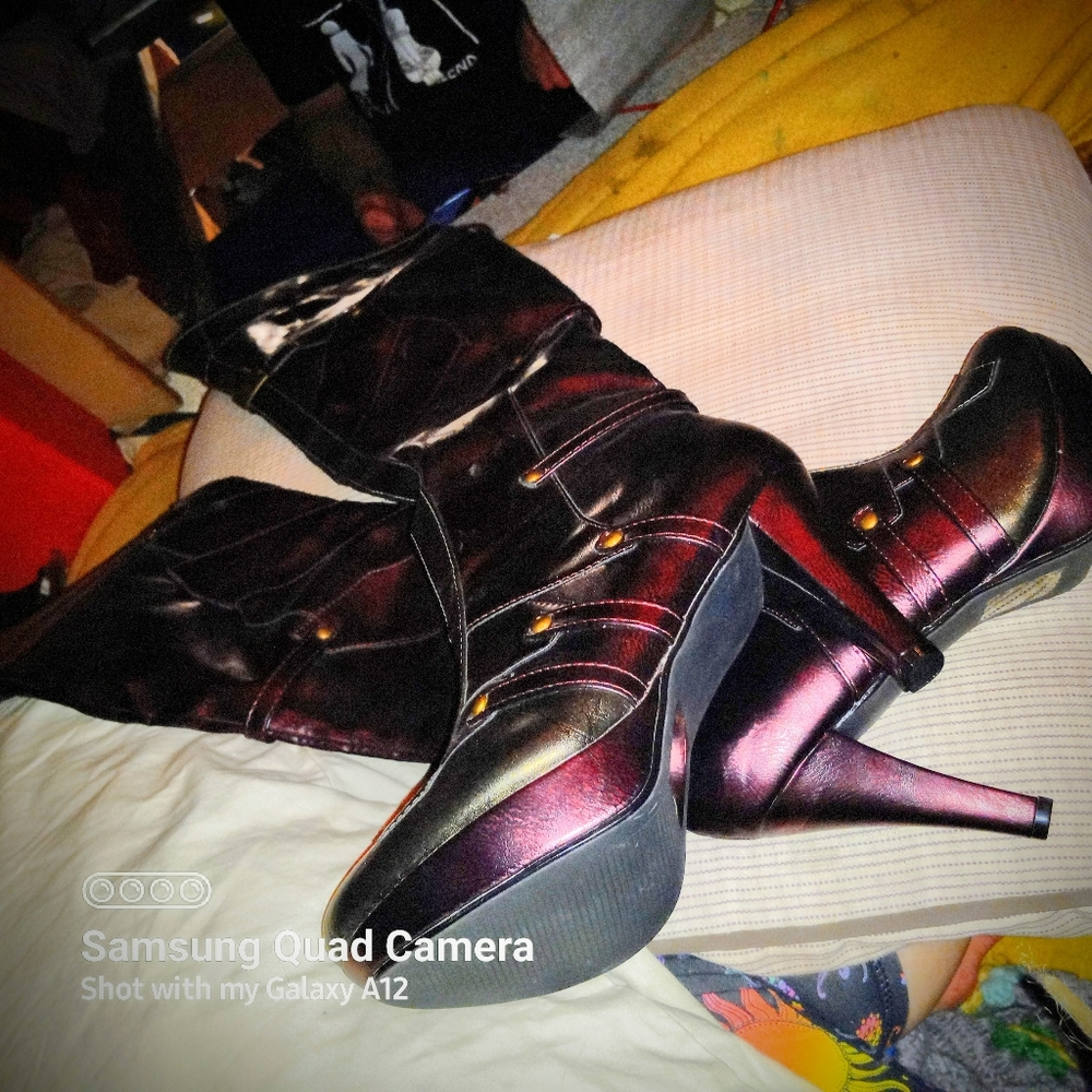 Chrome Thigh High Boots